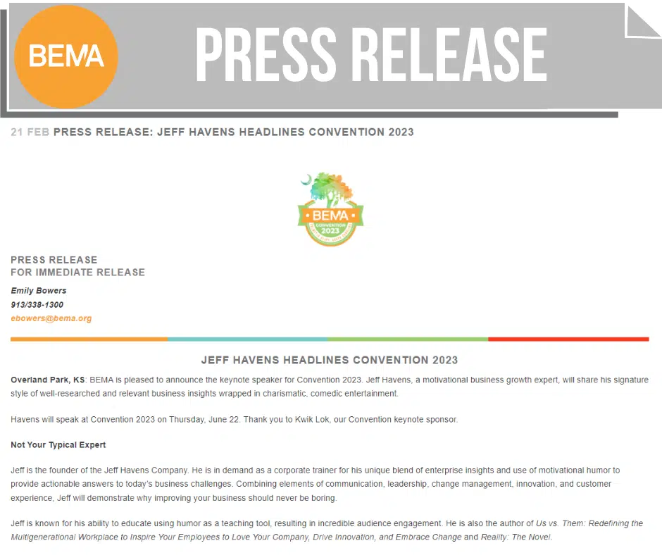 Press Release Jeff Havens Headlines Convention 2023