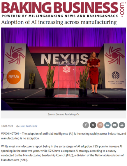 Adoption of AI increasing across manufacturing